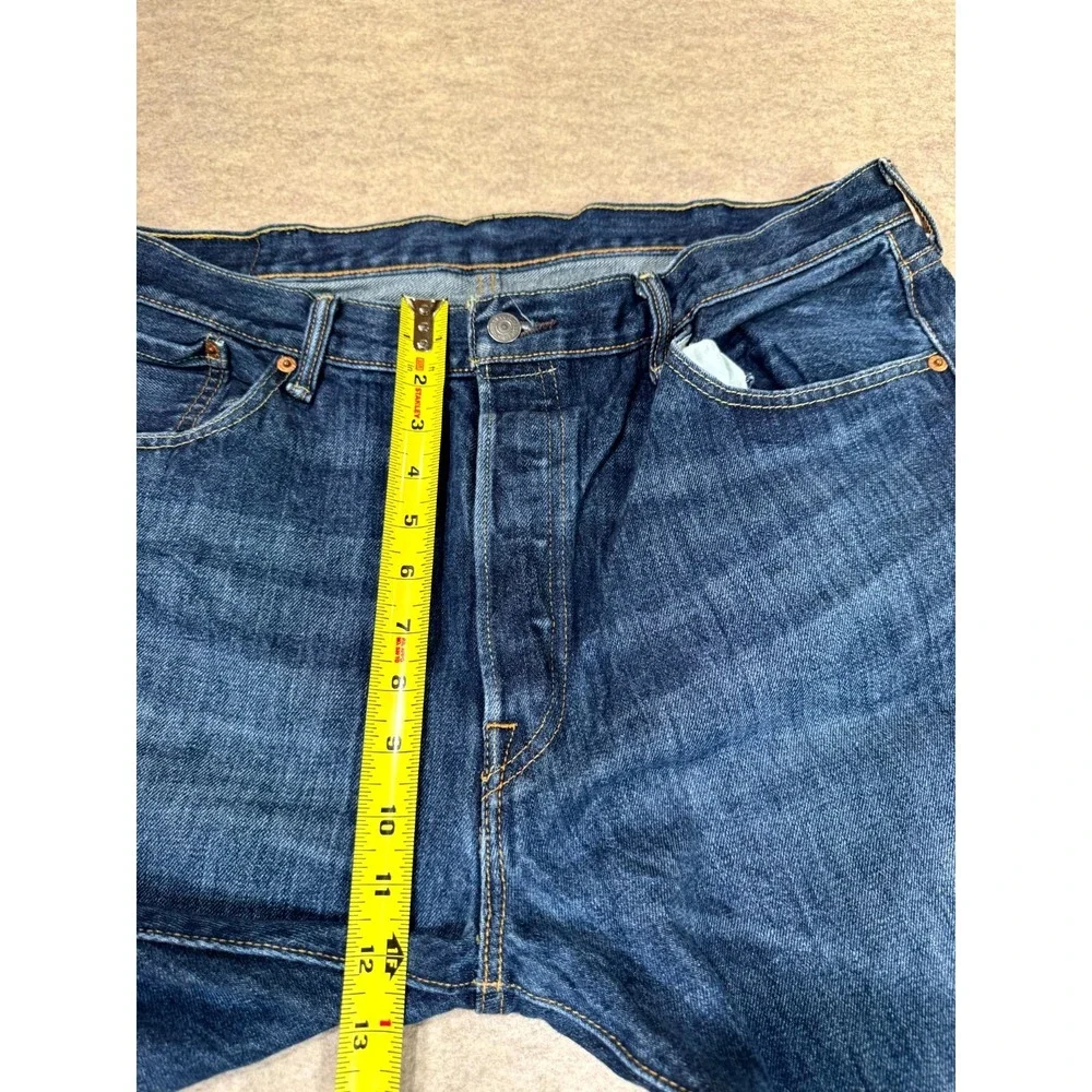 Levis 501 Original Jeans Men 38x30 Blue Denim Dark Wash Logo Straight Leg Cotton